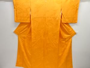 橋に樹木模様織り出し一つ紋色無地着物